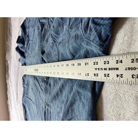 Tommy Bahama Mens Blue Palm Tree Print Short Sleeve Button-Up Shirt Large Casual - Picture 7 of 11